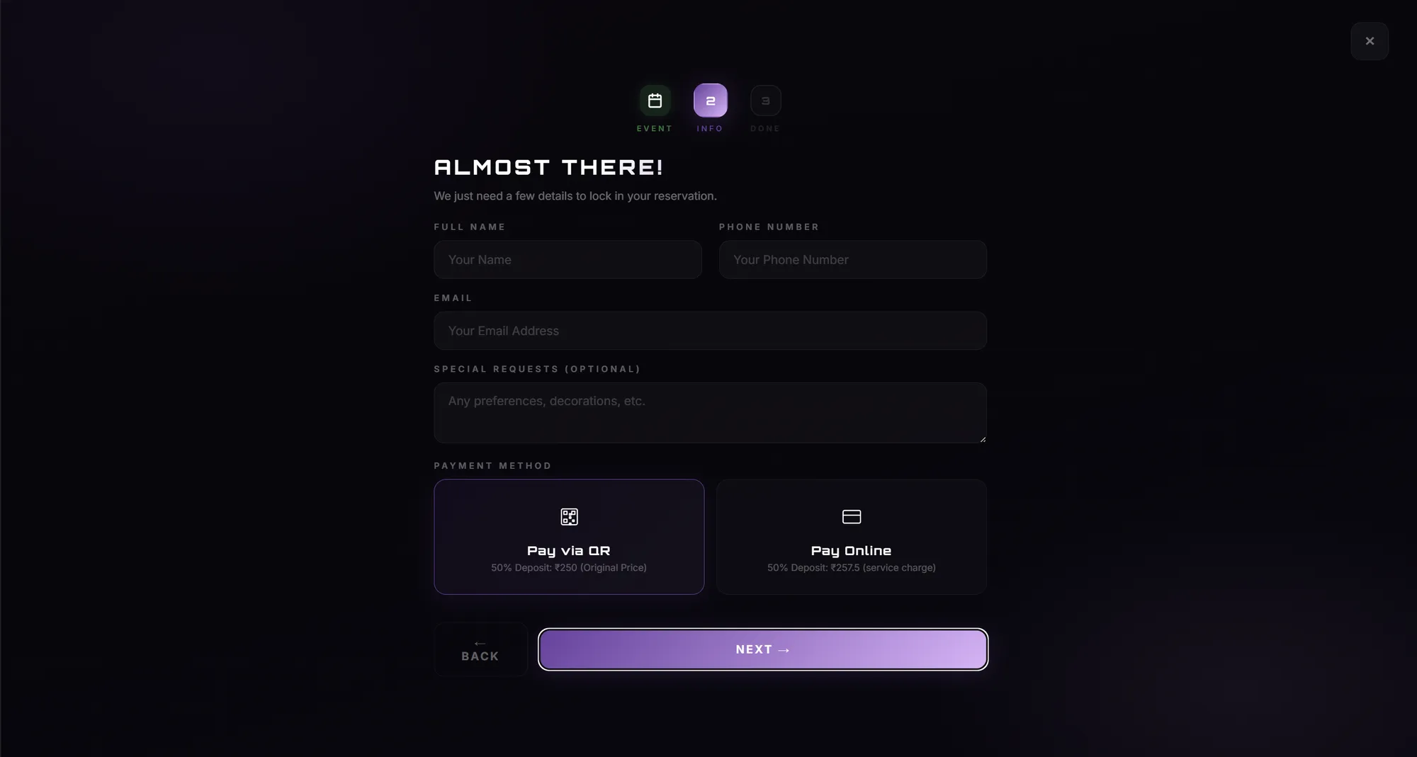 Theater Booking Window - Checkout Summary